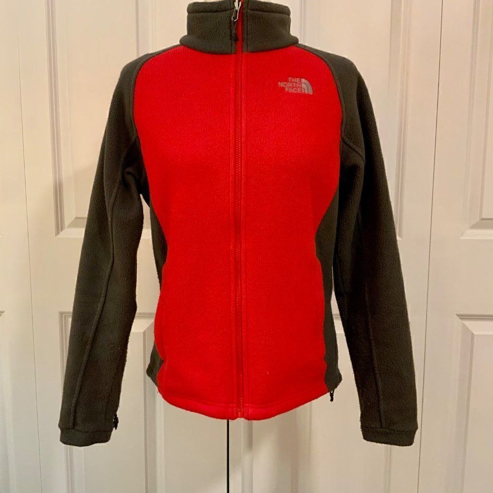 The North Face Full Zippered Fleece Jacket Pink Grey Color Block Medium